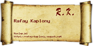 Rafay Kaplony névjegykártya